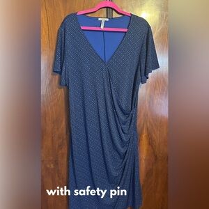 Vintage Old Navy Blue Geometric Pattern Faux Wrap Dress Womens 2x